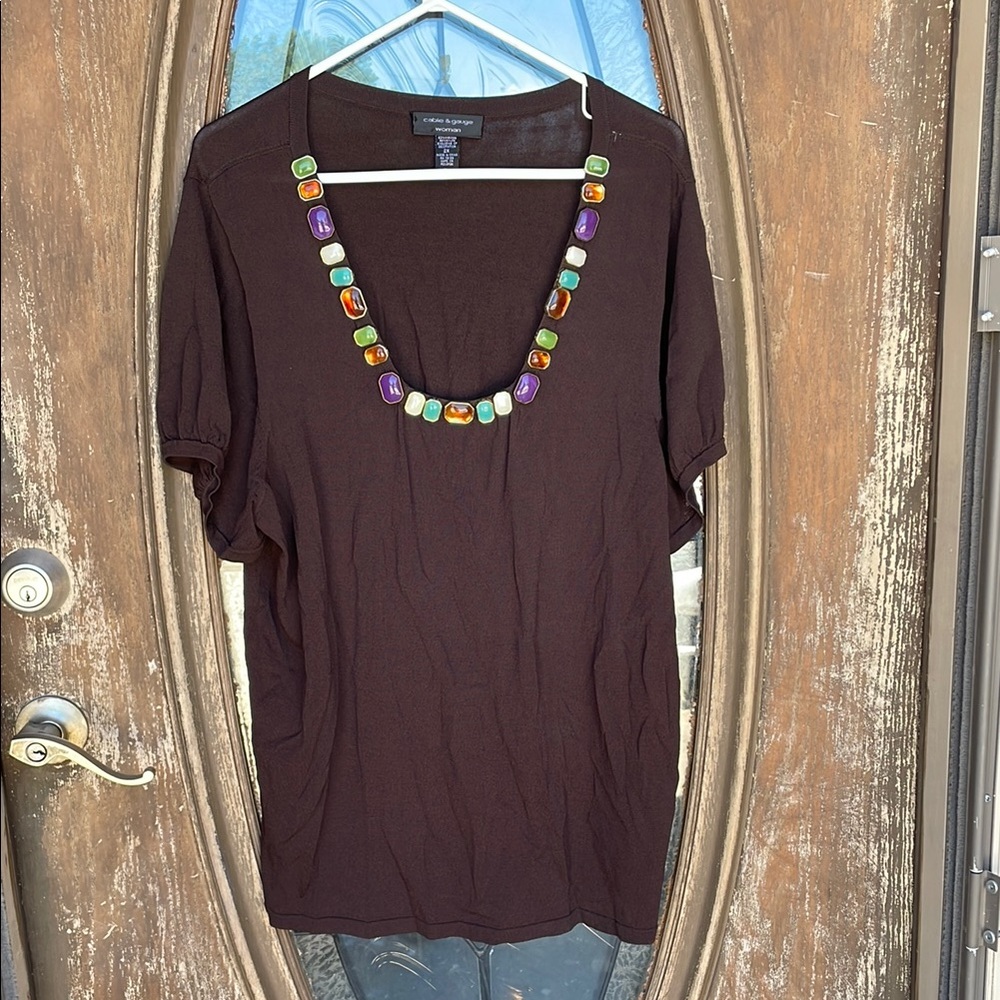cable & gauge women’s beaded top! Size 2X